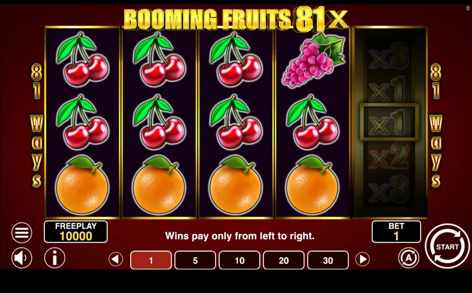 Bębny automatu Booming Fruits 81x