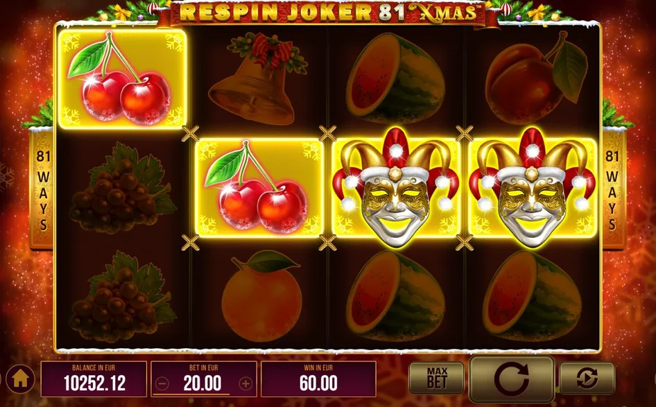 Válce hry Respin Joker 81 Xmas
